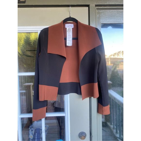 Joseph Ribkoff NWOT Brown Black Colorblock Shacket Jacket, Size 6, MSRP $250 - Picture 1 of 12